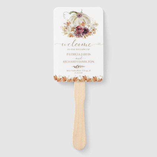 Éventail Programme de cérémonie des Mariages de automne flo (Devant)