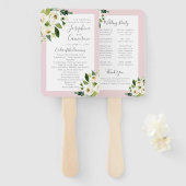 Éventail Programme de cérémonie des Mariages de fleurs rose (Devant et derrière)