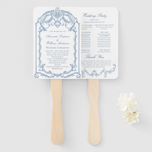 Éventail Programme de cérémonie des Mariages de grâce de l' (Devant et derrière)