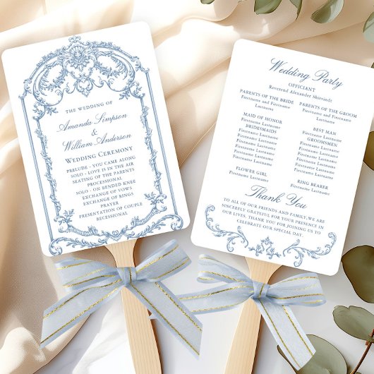 Éventail Programme de cérémonie des Mariages de grâce de l'