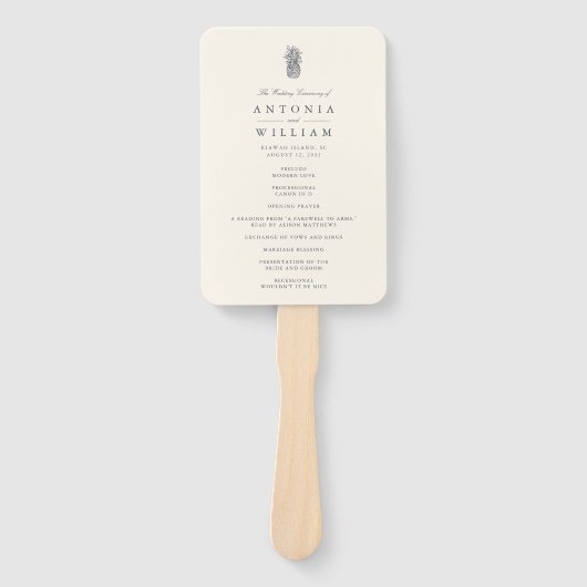 Éventail Programme de cérémonie des Mariages de l'ananas Vi (Devant)