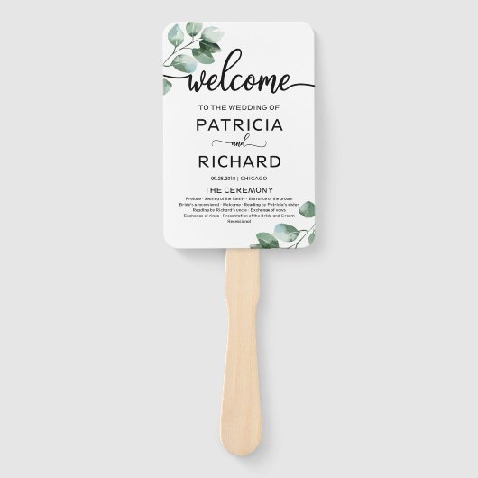 Éventail Programme de cérémonie des Mariages de verdure (Devant)
