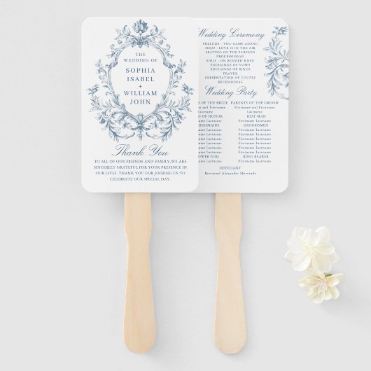 Éventail Programme de cérémonie des Mariages floraux de l'O (Devant et derrière)