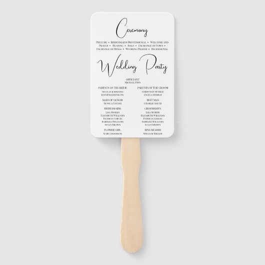 Éventail Programme de Cérémonie Mariage de Calligraphie mod (Dos)