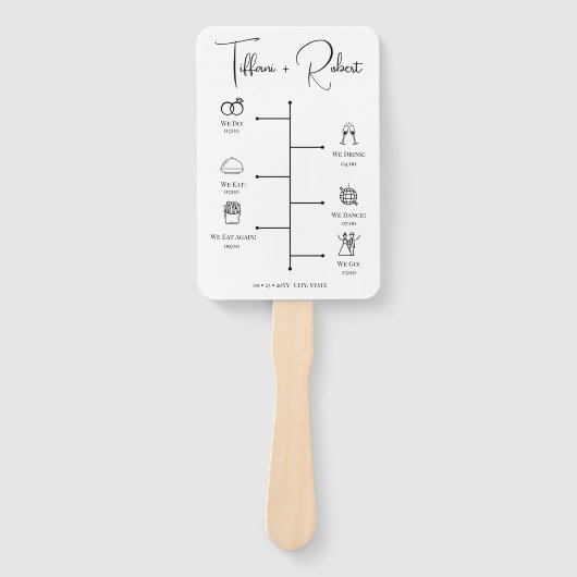 Éventail Programme de Cérémonie Mariage de Calligraphie mod (Devant)