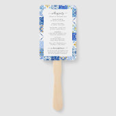 Éventail Programme de Cérémonie Mariage de Carreaux Bleus M (Dos)