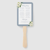 Éventail Programme de cérémonie Mariage de fleurs bleues bl (Dos)