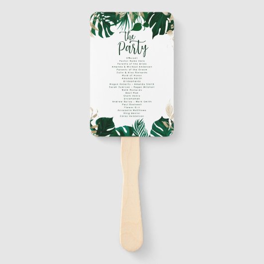 Éventail Programme de cérémonie Mariage de la verdure tropi (Dos)