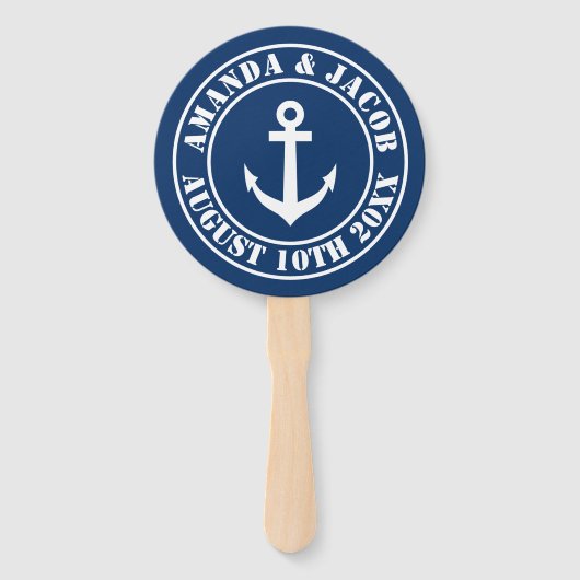 Éventail Programme de cérémonie mariage nautique élégant (Devant)