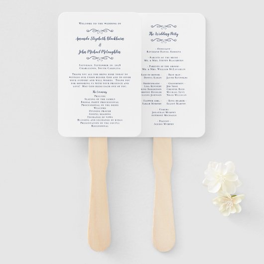 Éventail Programme de cérémonie moderne pour un mariage élé (Devant et derrière)