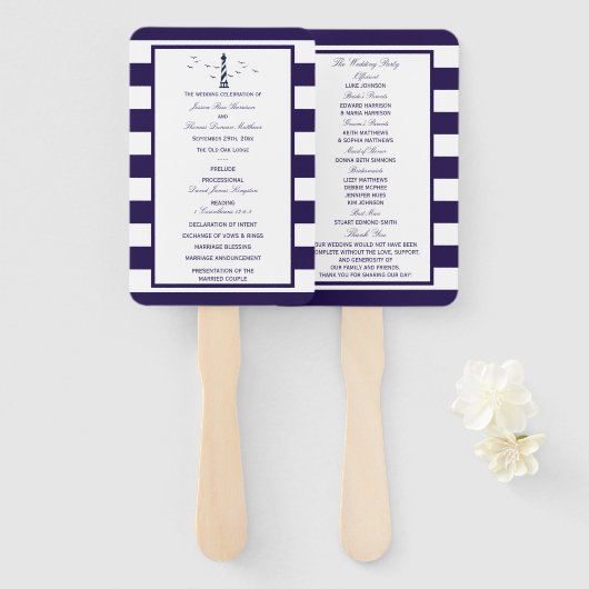 Éventail Programme de collecte de Mariages de phare nautiqu (Devant et derrière)