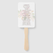 Éventail Programme de fleurs aquarelles pour mariage printa (Dos)