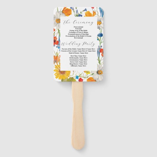 Éventail Programme de floraison d'été pour les mariages (Dos)