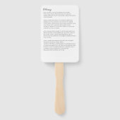 Éventail Programme de funérailles simple avec photo à la mé (Dos)