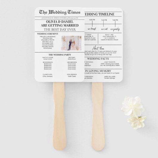 Éventail Programme de jour de mariage du journal Mariage Ca (Devant et derrière)