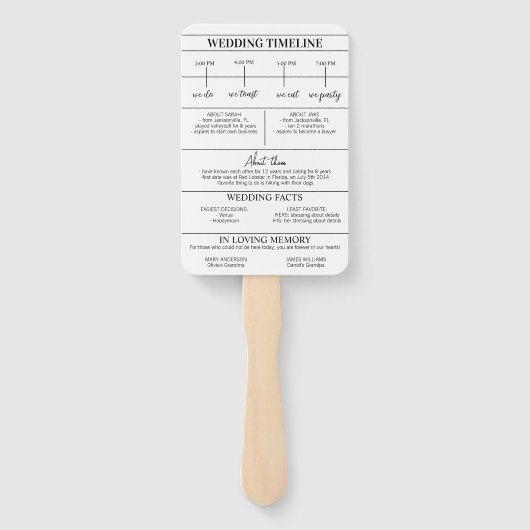 Éventail Programme de jour de mariage du journal Mariage Ca (Dos)