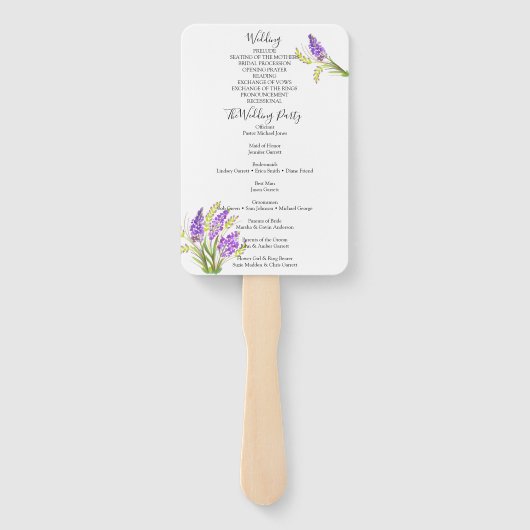 Éventail Programme de lavande et de fleurs vertes (Dos)