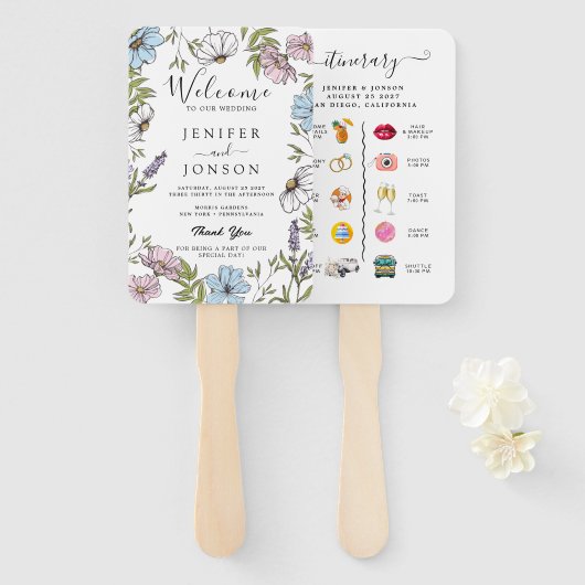 Éventail Programme de mariage (Devant et derrière)