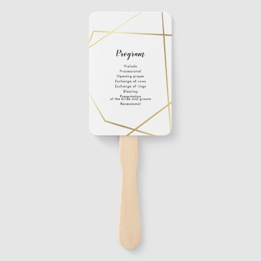 Éventail Programme de mariage à cadre d'or géométrique mode (Dos)