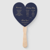 Éventail Programme de mariage à calligraphie dorée sur fond (Dos)