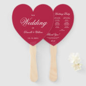 Éventail Programme de mariage à calligraphie élégante cœur (Devant et derrière)