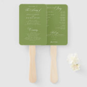 Éventail Programme de mariage à calligraphie en ivoire vert (Devant et derrière)