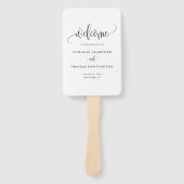 Éventail Programme de mariage à calligraphie noire élégante (Devant)