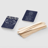 Éventail Programme de mariage à cordes bleu marine (Non-assemblé)