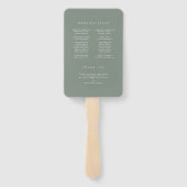 Éventail Programme de mariage À feuillage persistant romant (Dos)