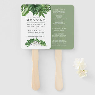 Éventail Programme de mariage à feuillage tropical verdoyan