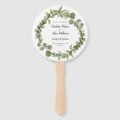 Éventail Programme de mariage à feuillage vert élégant (Devant)
