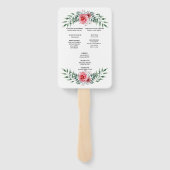 Éventail Programme de mariage à feuillage vert et rose rose (Dos)