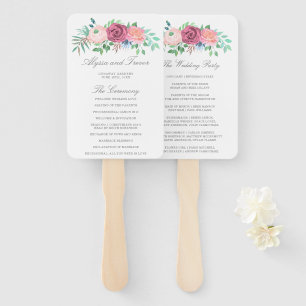 Éventail Programme de mariage à guirlande florale rose roma