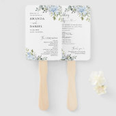 Éventail Programme de mariage à la main en eucalyptus flora (Devant et derrière)