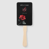Éventail Programme de mariage à la rose rouge unique (Devant)