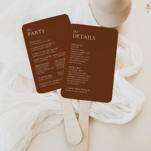 Éventail Programme de mariage à la typographie moderne et é