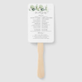 Éventail Programme de mariage à la verdure d'eucalyptus bot (Dos)