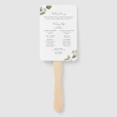 Éventail Programme de mariage à l'aquarelle à l'eucalyptus  (Dos)