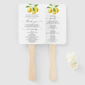 Éventail Programme de mariage à l'aquarelle de citron (Devant et derrière)