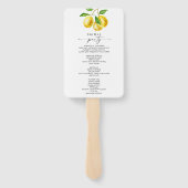 Éventail Programme de mariage à l'aquarelle de citron (Dos)