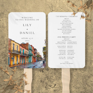Éventail Programme de mariage à l'aquarelle de La Nouvelle-