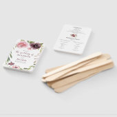 Éventail Programme de mariage à l'aquarelle fleurie bordeau (Non-assemblé)