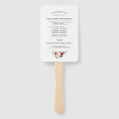 Éventail Programme de mariage à l'aquarelle florale bordeau (Dos)