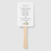 Éventail Programme de mariage à l'aquarelle florale de rose (Dos)