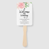 Éventail Programme de mariage à l'aquarelle florale de rose (Devant)