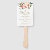 Éventail Programme de mariage à l'aquarelle florale dorée é (Devant)
