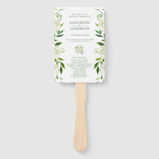 Éventail Programme de mariage à l'aquarelle florale Hydrang (Devant)