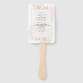 Éventail Programme de mariage à l'aquarelle florale rose ro (Devant)