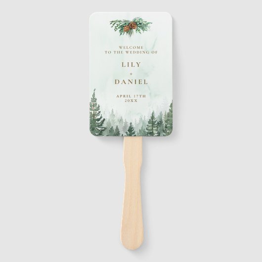 Éventail Programme de mariage à l'aquarelle rustique de la  (Devant)