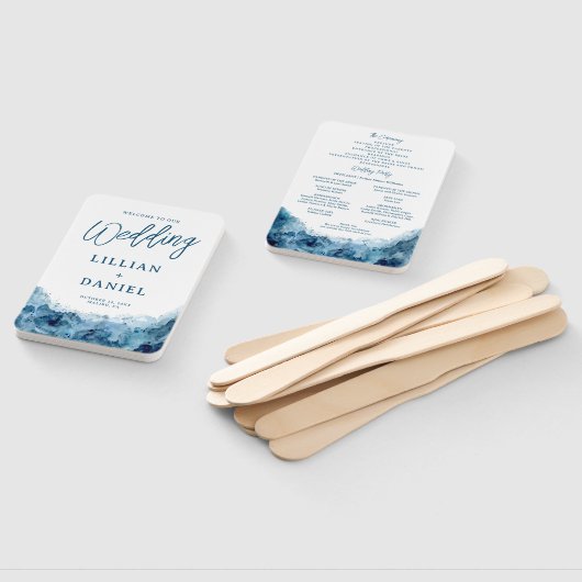 Éventail Programme de mariage à l'aquarelle tropicale de l' (Non-assemblé)